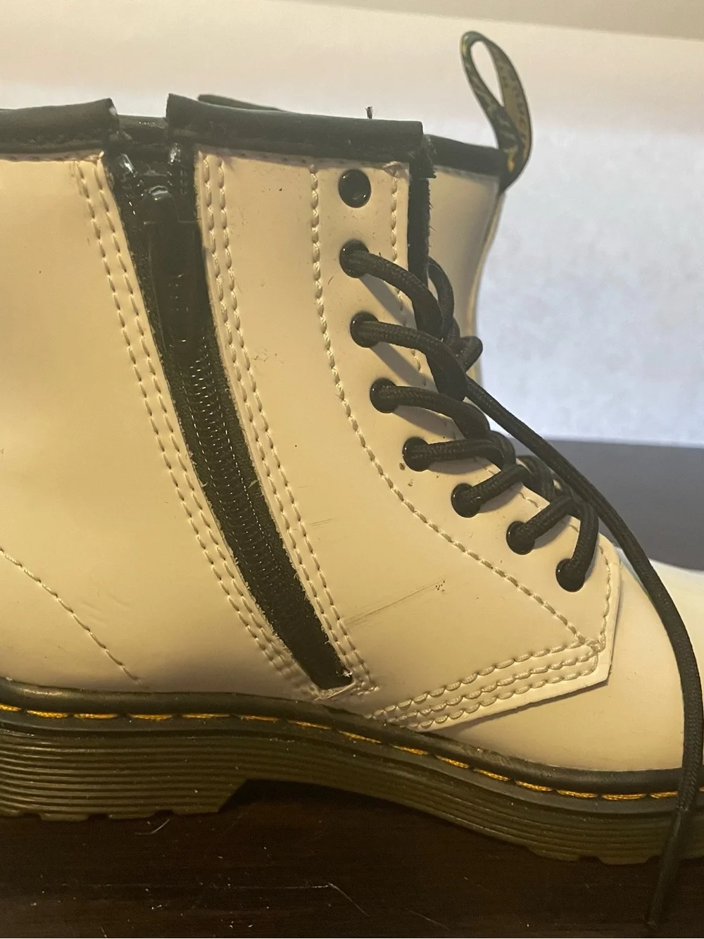 Doc Martens 1460 T White Lace-Up Platform Combat Boots - Toddlers